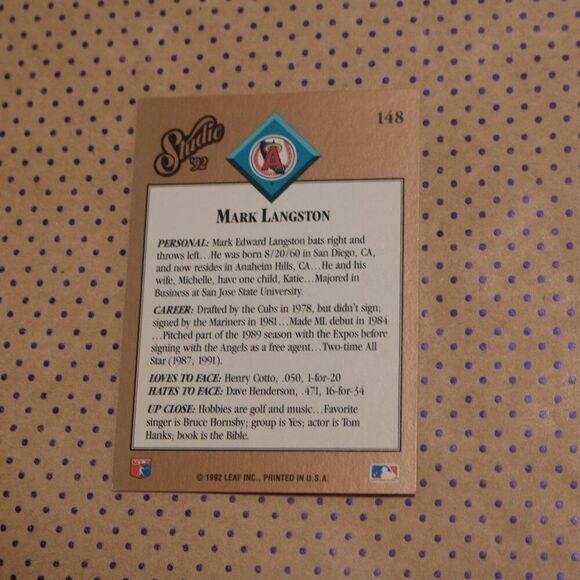 Mark Langston #148 Baseball Card - Picture 2 of 2